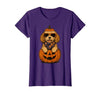 Funny Retro Maltipoo mom Halloween Spooky Cavapoo Pumpkin Halloween Doodle Dog Lover T-Shirt - size chart