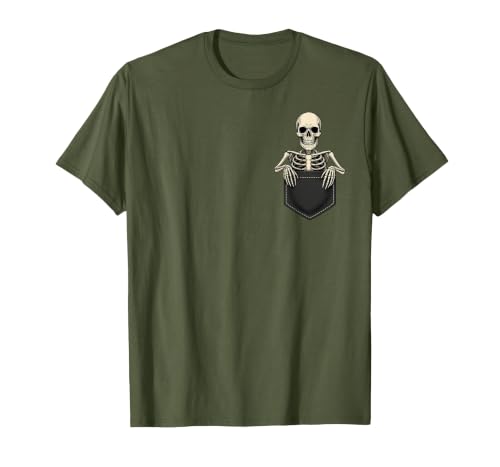 Funny Pocket Skeleton Halloween T Shirt For Men Funny Skeleton in The Pocket Halloween Kids Teens Adults T-Shirt - size chart