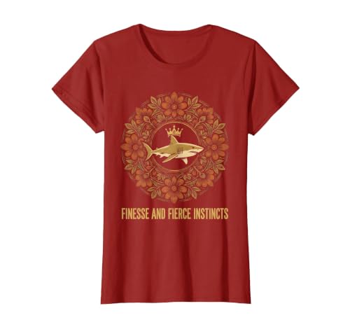 Mademark Finesse and Fierce Instincts Shark Women Design T-Shirt - size chart