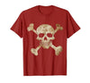 Halloween Designs. Pirate Flag Skull and Crossbones Skeleton Graphic Halloween T-Shirt - size chart