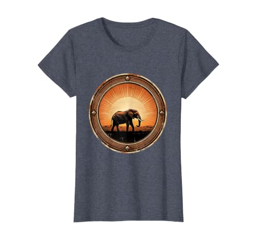 Mademark Elephant Silhouette Glowing Safari Sunset T-Shirt - Women - size chart