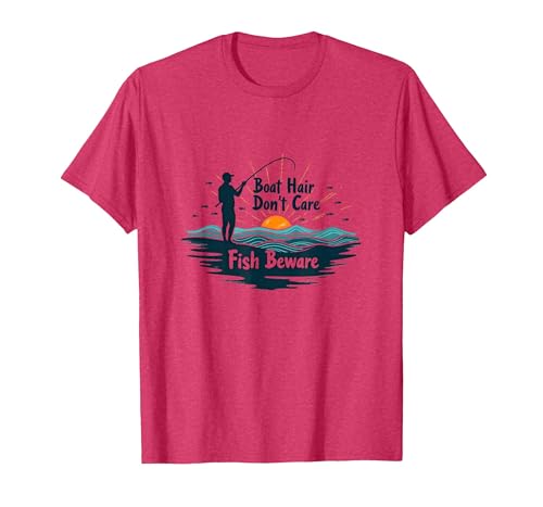 Mademark Boat Hair Don't Care Fish Beware Fishing Apparel T-Shirt - size chart