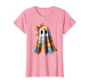 Patchwork Quilt Ghost Halloween Quilter Autumn Tee Patchwork Ghost Quilt Halloween Quilter Fall Autumn Bow Cute T-Shirt -