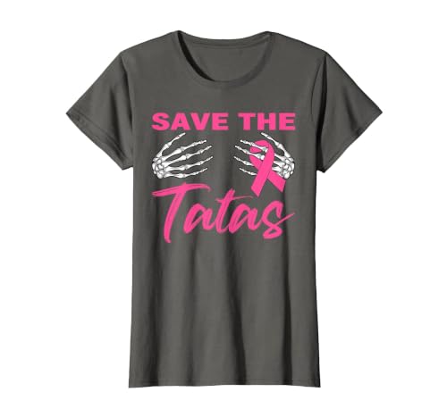 Amb Breast Cancer Awareness Month Warrior Survivor Save The Tatas Breast Cancer Pink Ribbon Skeleton Halloween T-Shirt -