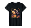 Halloween Dragons Fantasy Spooky Witchy Cute Halloween Dragon Witch Hat Pumpkin Moon Fantasy T-Shirt - size chart