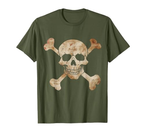 Halloween Designs. Pirate Flag Skull and Crossbones Skeleton Graphic Halloween T-Shirt - size chart