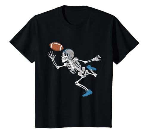 Halloween Shirts Women Men Kids Football Skeleton Halloween Player Catcher Mens Boys Kids T-Shirt - size chart