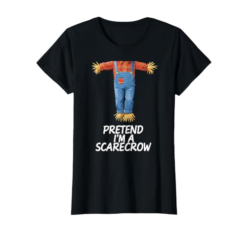 Humor Scarecrow Halloween Tees Pretend I'm A Scarecrow Halloween Costume T-Shirt - size chart