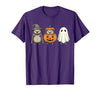 Funny Retro Hedgehog Halloween Witch Spooky Ghost Hedgehog Lover Pumpkin Halloween T-Shirt - size chart
