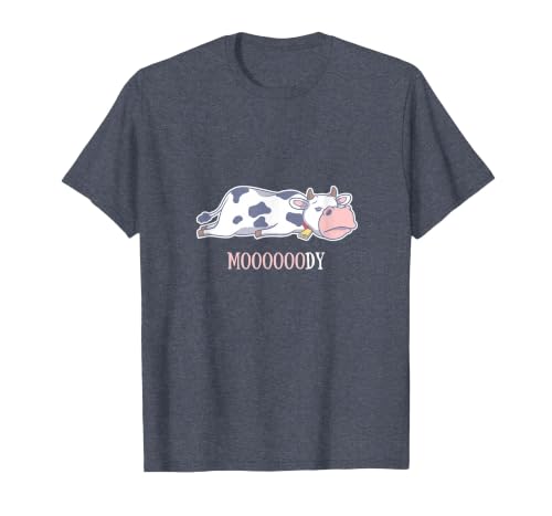 Bad Mood Sleeping Cow Tee Moooody Cow Beef Milk Farm Animals T-Shirt - size chart