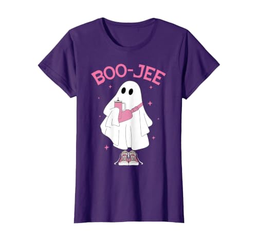 Spooky Season Ghost Halloween Boujee Boo-Jee Boo-JEE Spooky Season Ghost Pink Halloween Pumpkin Boujee T-Shirt - size chart
