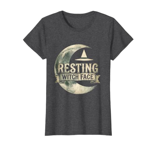 Mademark Resting Witch Face Halloween Design T-Shirt - size chart