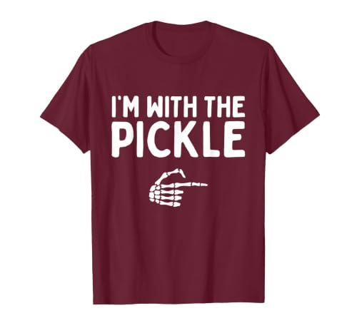Funny Halloween Costume Holiday Party Gift I'm with The Pickle Funny Halloween Costume Matching Couples T-Shirt - size chart