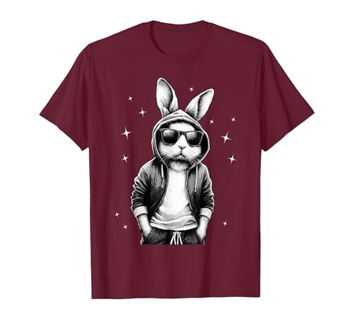 Bunny Face with Sunglasses Rabbit for Boys Men Kids T-Shirt — design detail