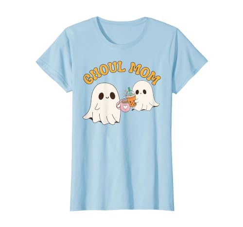 Ghoul Mom Cute Halloween Mother Ghost Mommy Trick Treating T-Shirt - size chart