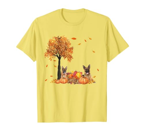 Funny German Shepherd Thanksgiving Halloween German Shepherd Autumn Leaf Fall Dog Thanksgiving Halloween T-Shirt - size chart