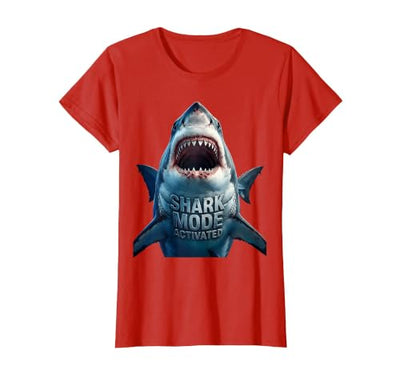 Shark Mode Activated Mens Shark Graphic Design T-Shirt