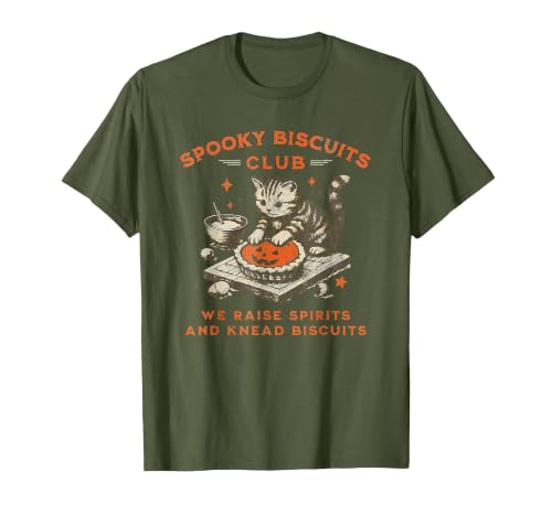 spooky biscuits club shirt Spooky Biscuits Club we Raise Spirits and Knead Biscuits T-Shirt - size chart