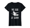 Halloween Witch Broomstick Costume Shop We Ride At Dawn Spooky Witch Broomstick Halloween Costume T-Shirt - size chart