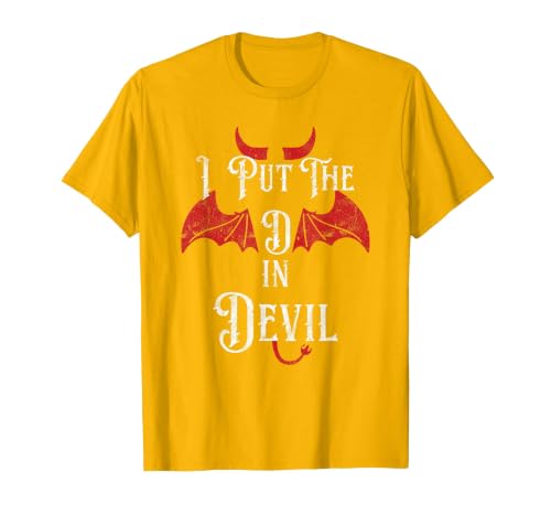 I Put the D in Devil Tees I Put the D in Devil Funny Halloween Matching Couple T-Shirt - size chart