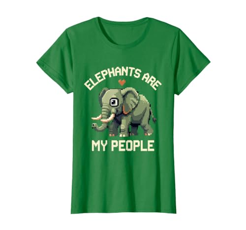 Mademark Elephants Are My People Pixel Art Design T-Shirt - Women - size chart