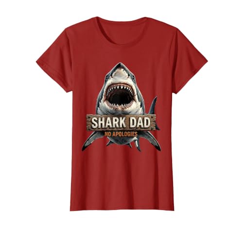 Mademark Shark Dad No Apologies Daddy Shark Design T-Shirt - size chart