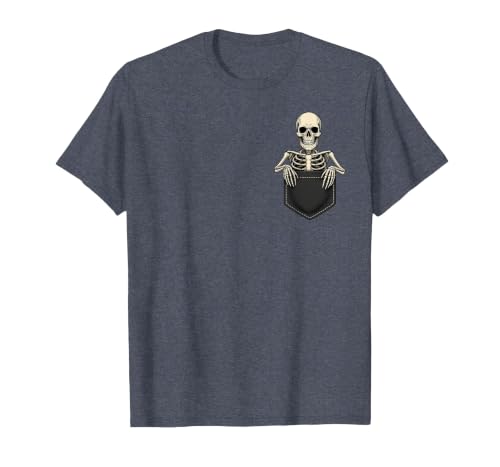 Funny Pocket Skeleton Halloween T Shirt For Men Funny Skeleton in The Pocket Halloween Kids Teens Adults T-Shirt - size chart
