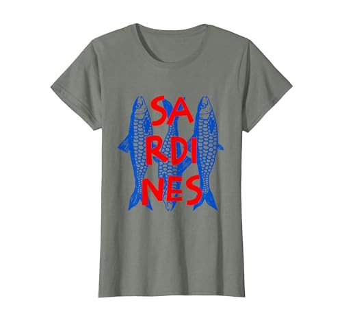 Vintage Sardine Tinned Fish Summer Tee Sardines Tinned Fish Retro Graphic for Men Women T-Shirt - size chart