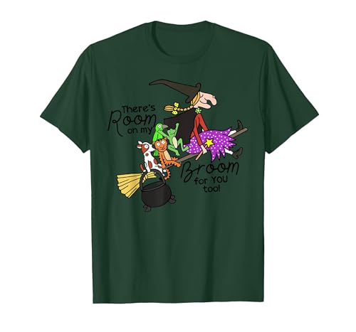 Funny Teacher Witch Tee Shirt There's Room On My Broom for You Too Teacher T-Shirt - size chart