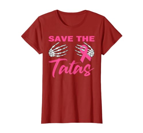 Amb Breast Cancer Awareness Month Warrior Survivor Save The Tatas Breast Cancer Pink Ribbon Skeleton Halloween T-Shirt -