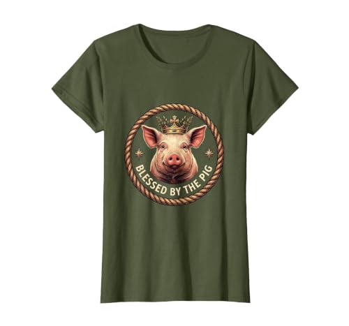Mademark Blessed by the Pig Funny Farm Animal Design T-Shirt - size chart