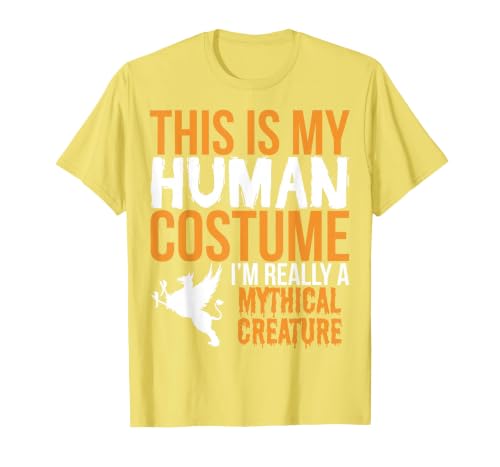 This is My Human Costume Mythical Creature - Halloween Funny T-Shirt - size chart