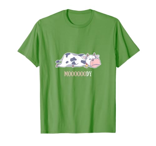 Bad Mood Sleeping Cow Tee Moooody Cow Beef Milk Farm Animals T-Shirt - size chart