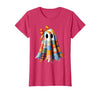 Patchwork Quilt Ghost Halloween Quilter Autumn Tee Patchwork Ghost Quilt Halloween Quilter Fall Autumn Bow Cute T-Shirt -
