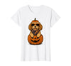 Funny Retro Maltipoo mom Halloween Spooky Cavapoo Pumpkin Halloween Doodle Dog Lover T-Shirt - size chart