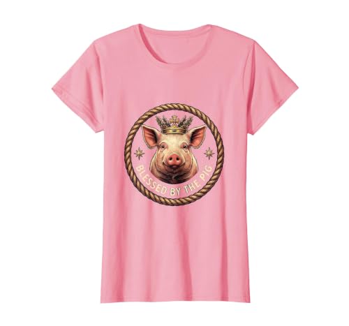 Mademark Blessed by the Pig Funny Farm Animal Design T-Shirt - size chart