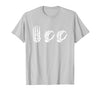 Deaf Halloween ASL Costume Boo Hands ASL Halloween Skeleton Hand American Sign Language Boo T-Shirt - size chart