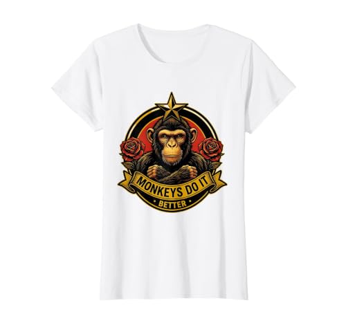 Mademark Monkeys Do It Better Funny Primate Design T-Shirt - Women - size chart
