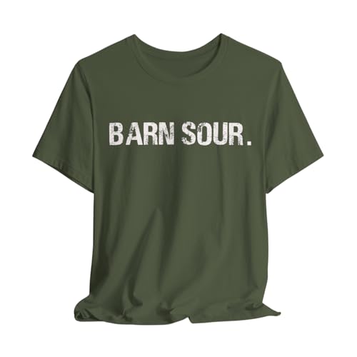BARN SOUR Brand Horse Broke People Green Unisex Tee for Equestrians Horse Lovers Premium Cotton Made in USA - size chart