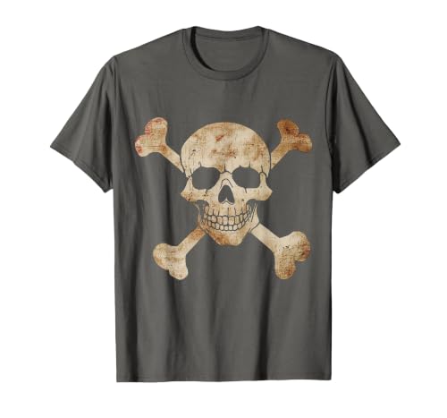 Halloween Designs. Pirate Flag Skull and Crossbones Skeleton Graphic Halloween T-Shirt - size chart