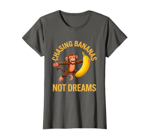 Mademark Chasing Bananas Not Dreams Funny Monkey Design T-Shirt - Women - size chart