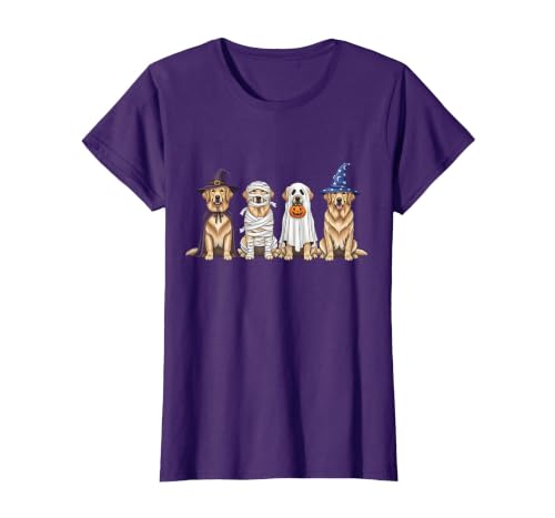 Spooky Golden Retriever Dogs Mummy Halloween Tee Golden Retriever Dog Witch Mummy Ghost Boo Costume Halloween T-Shirt - size