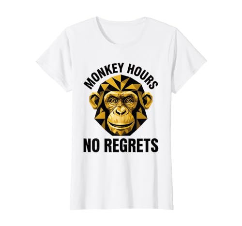 Mademark Monkey Hours No Regrets Funny Primate Design T-Shirt - Women - size chart