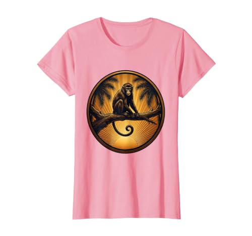 Mademark Monkey Silhouette Tropical Sunset Graphic T-Shirt - Women - size chart