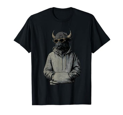 Cow Safari Animal Art Buffalo Sunglasses Funny Bison Lover T-Shirt