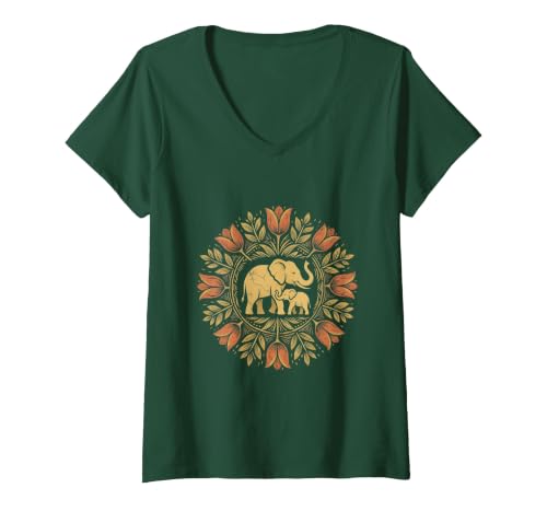 Mademark Women's Mother Elephant Nudging Newborn Calf Maternity V-Neck T-Shirt - Women - size chart