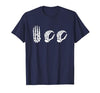 Deaf Halloween ASL Costume Boo Hands ASL Halloween Skeleton Hand American Sign Language Boo T-Shirt - size chart
