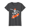 Funny Boys Kids Skeleton Skater Art Skateboarding Skeleton Riding Skateboard Halloween Skater T-Shirt - size chart