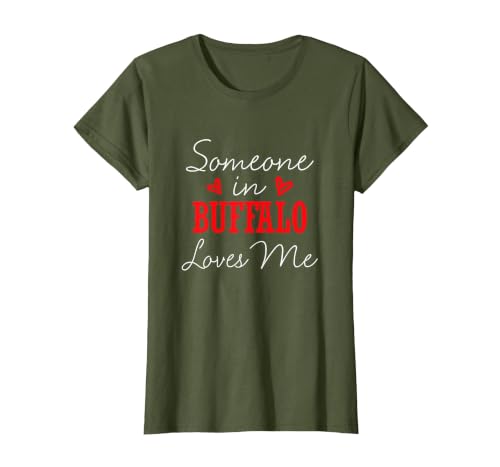 Long Distance Relationships Gifts Someone in Buffalo Loves Me Relationship Couple New York T-Shirt - size chart