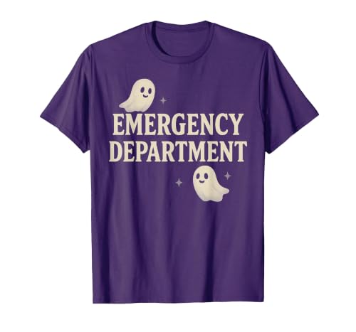 Emergency Department Shirts & Gifts HHWCo. ER Halloween Emergency Department Cute Ghost Design Spooky T-Shirt - size chart